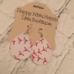 baseball faux leather earrings